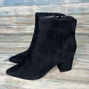 Marc Fisher Jina Heeled Bootie Black Sz 6M Suede Ankle Womens New